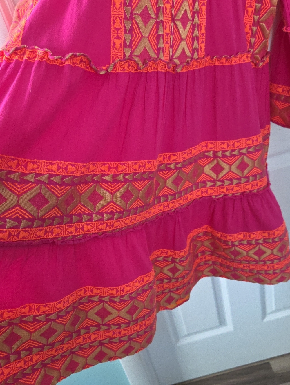 Lace The Label Fuchsia & Orange Geometric Embroidered Boho Mini Dress M EUC - Picture 15 of 15